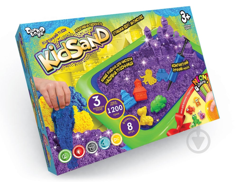 Кінетичний пісок Danko Toys KidSand 1200 г + пісочниця укр. (6) - фото 1