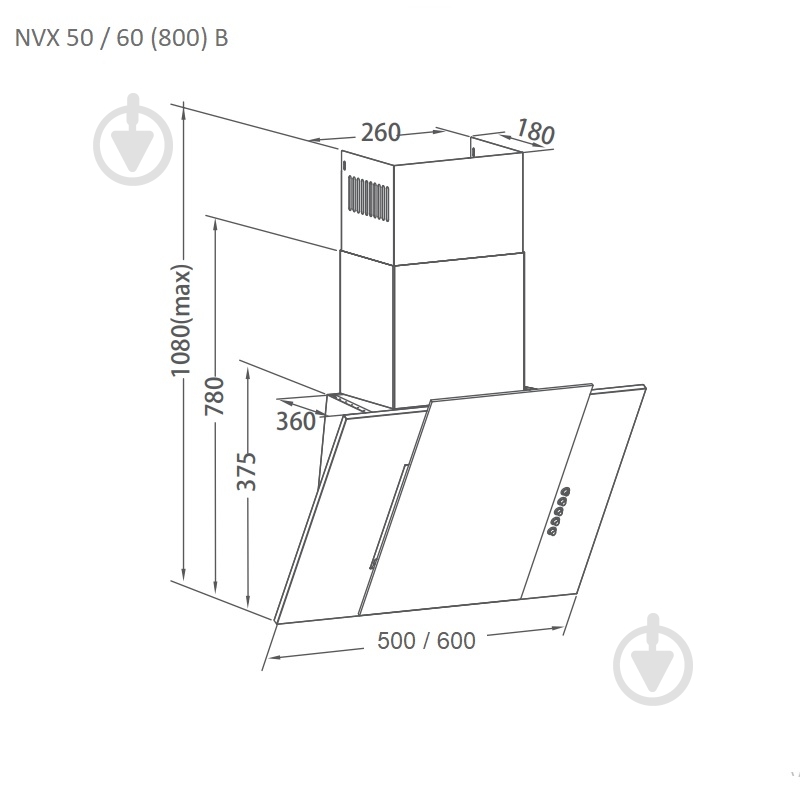 ВИТРИНА! Вытяжка Pyramida NVX 60 (800) B WH - фото 6