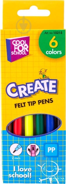 Фломастеры цветные Create 6 шт. CF15215 Cool For School - фото 1 Фломастеры цветные Create 6 шт. CF15215 Cool For School - фото 1