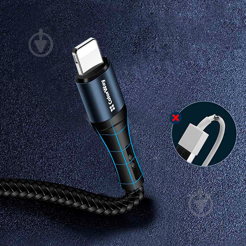 Кабель ColorWay USB - Apple Lightning (nylon) 2.4 А 1 м черный (CW-CBUL045-BK) - фото 10