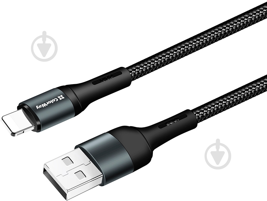 Кабель ColorWay USB - Apple Lightning (nylon) 2.4 А 1 м черный (CW-CBUL045-BK) - фото 4