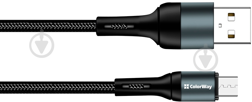 Кабель ColorWay USB - MicroUSB (nylon) 2.4 А 1 м черный (CW-CBUM045-BK) - фото 2
