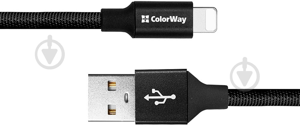 Кабель ColorWay USB - Apple Lightning 2.4 А 0,25 м чорний (CW-CBUL048-BK) - фото 4 Кабель ColorWay USB - Apple Lightning 2.4 А 0,25 м чорний (CW-CBUL048-BK) - фото 4