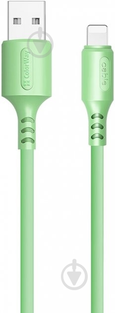 Кабель ColorWay USB - Apple Lightning (soft silicone) 2.4а 1 м зелений (CW-CBUL042-GR) - фото 2 Кабель ColorWay USB - Apple Lightning (soft silicone) 2.4а 1 м зелений (CW-CBUL042-GR) - фото 2