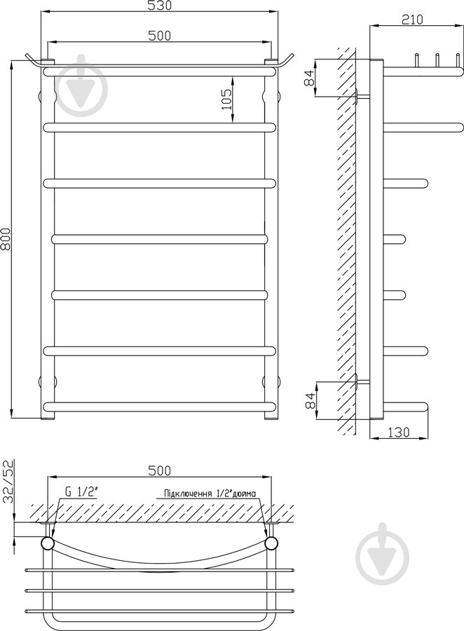 Полотенцесушитель KOSSER Канна 800х530/7 ДК01 - фото 3