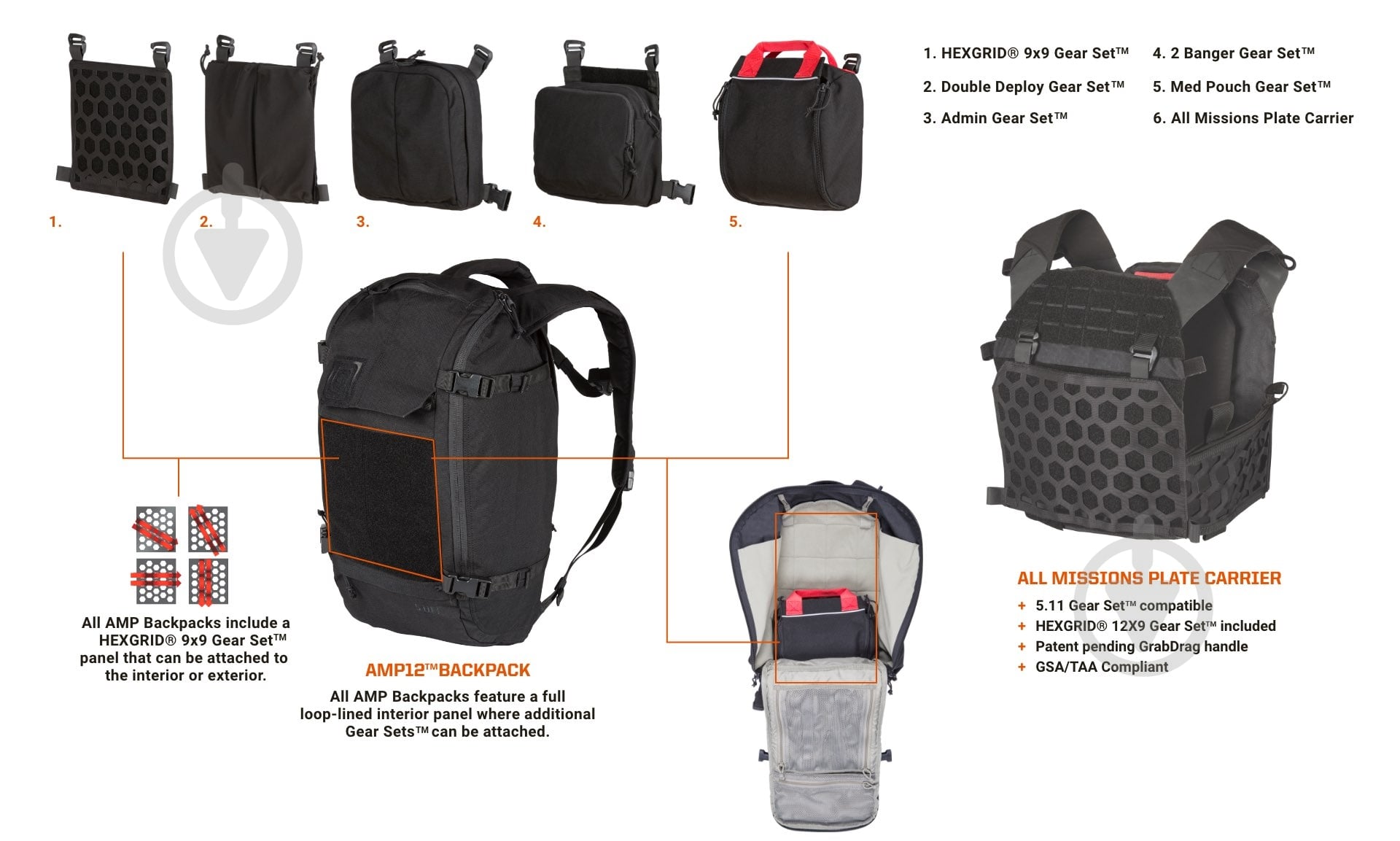 Рюкзак тактический 5.11 Tactical AMP72™ BACKPACK black 40 л - фото 5