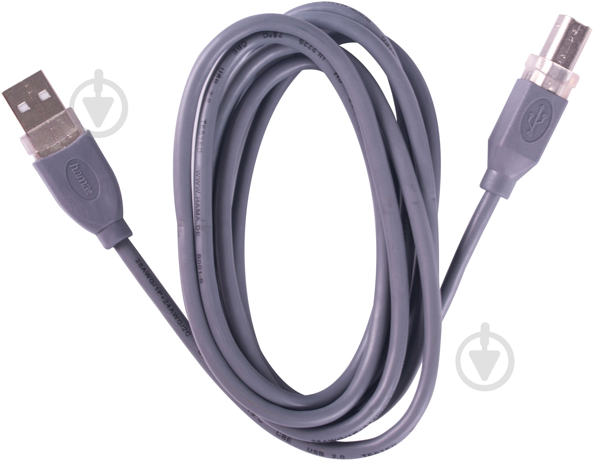 Кабель HAMA USB Bm – USB 1.8 м серый (45021) - фото 1 Кабель HAMA USB Bm – USB 1.8 м серый (45021) - фото 1