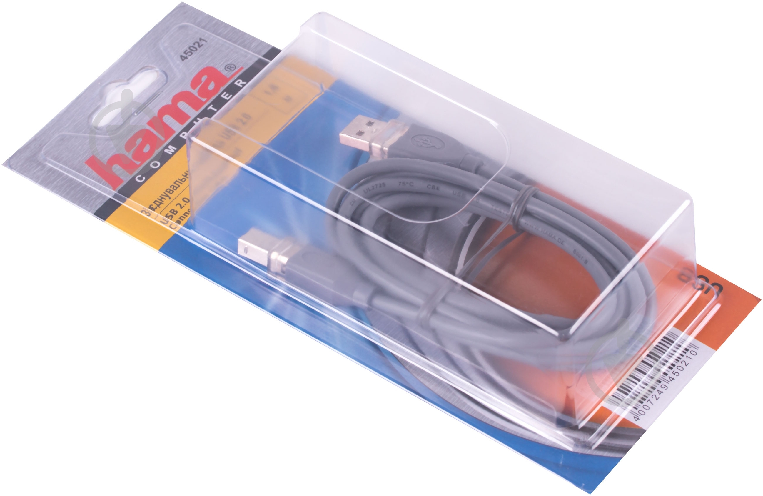 Кабель HAMA USB Bm – USB 1.8 м серый (45021) - фото 2 Кабель HAMA USB Bm – USB 1.8 м серый (45021) - фото 2