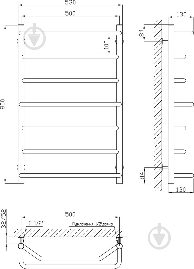 Полотенцесушитель KOSSER Микс 800х530/7 ДМ07 - фото 3