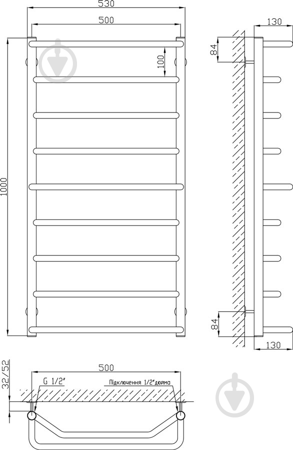 Рушникосушарка KOSSER Мікс 1000х530/9 ДМ09 - фото 3