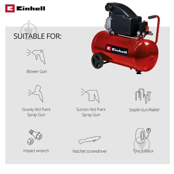 Компрессор Einhell TC-AC 270/50/8 4007360 4007360 - фото 3 Компрессор Einhell TC-AC 270/50/8 4007360 4007360 - фото 3