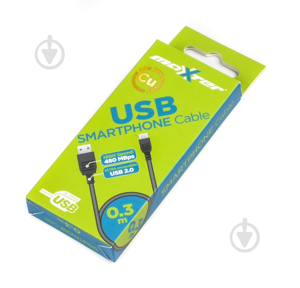 Дата-кабель Maxxter 0,3 м (UB-AMM-0.3M) Micro USB2.0 - фото 2