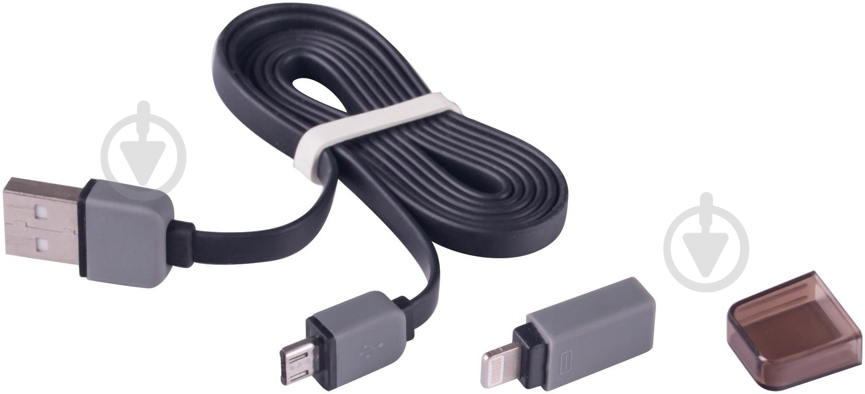 Кабель Easy Link USB – microUSB + Apple Lightning 0.95 м черный (EL-522, black) - фото 3