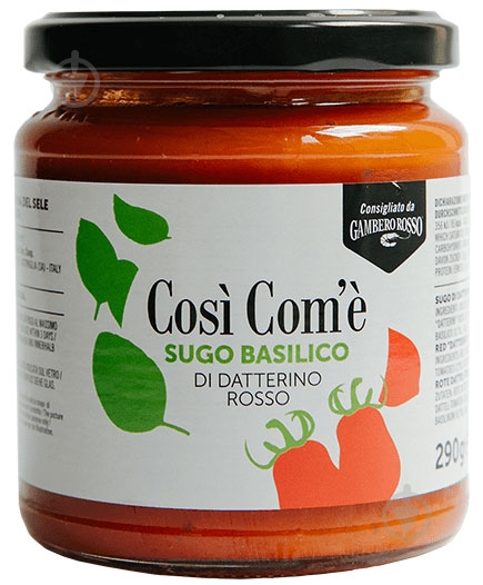 Соус Cosi' Com'e' из красных томатов Чери Даттерино с базиликом 290 г - фото 1