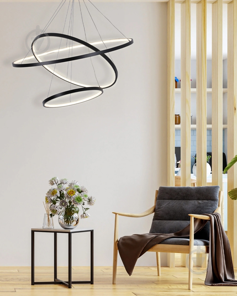 Люстра підвісна Goldlux Lea 60 Вт LED-модуль чорний 330024 - фото 4