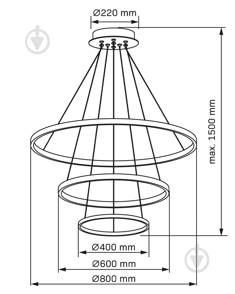Люстра підвісна Goldlux Lea 60 Вт LED-модуль чорний 330024 - фото 9