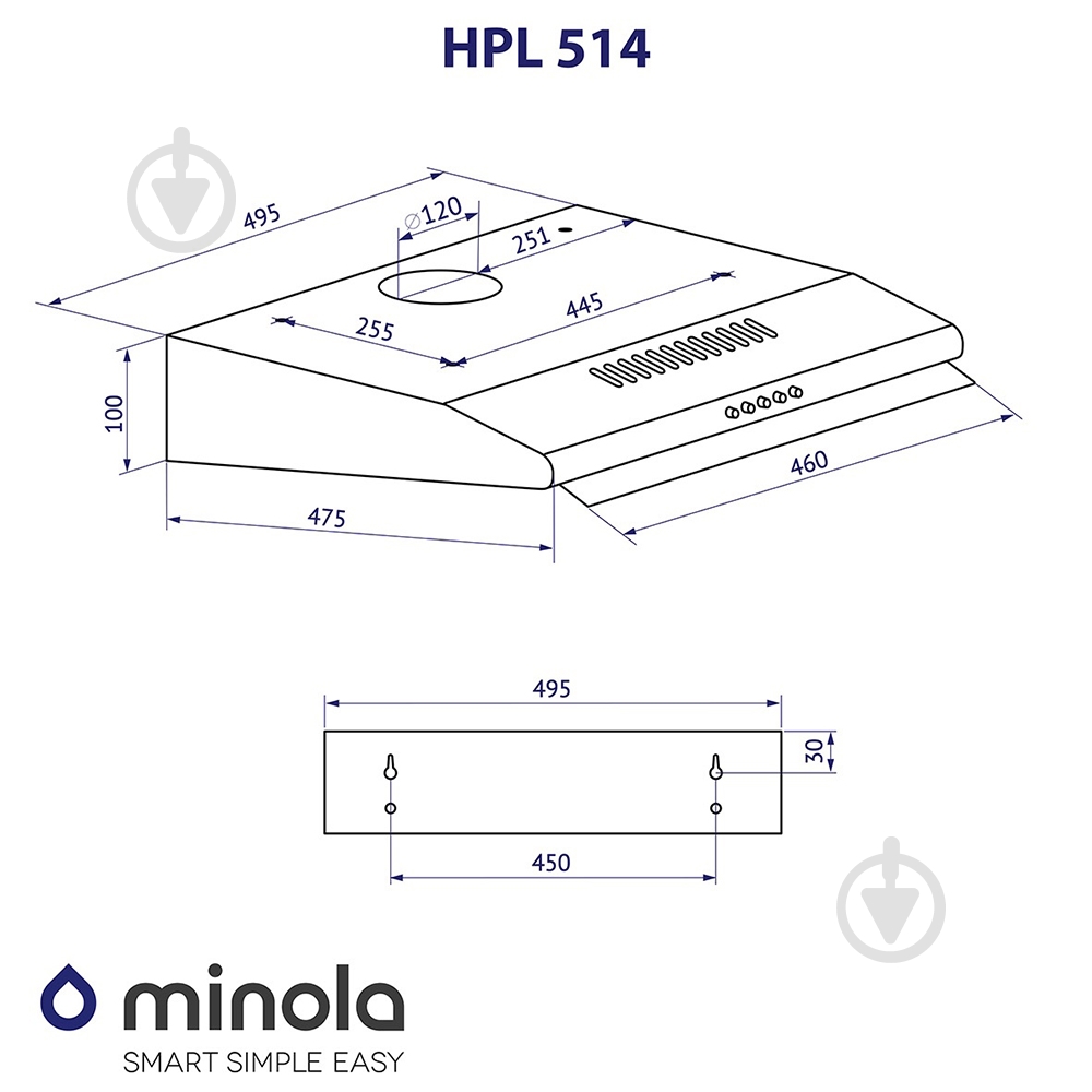 Витяжка Minola HPL 514 BL плоска - фото 11