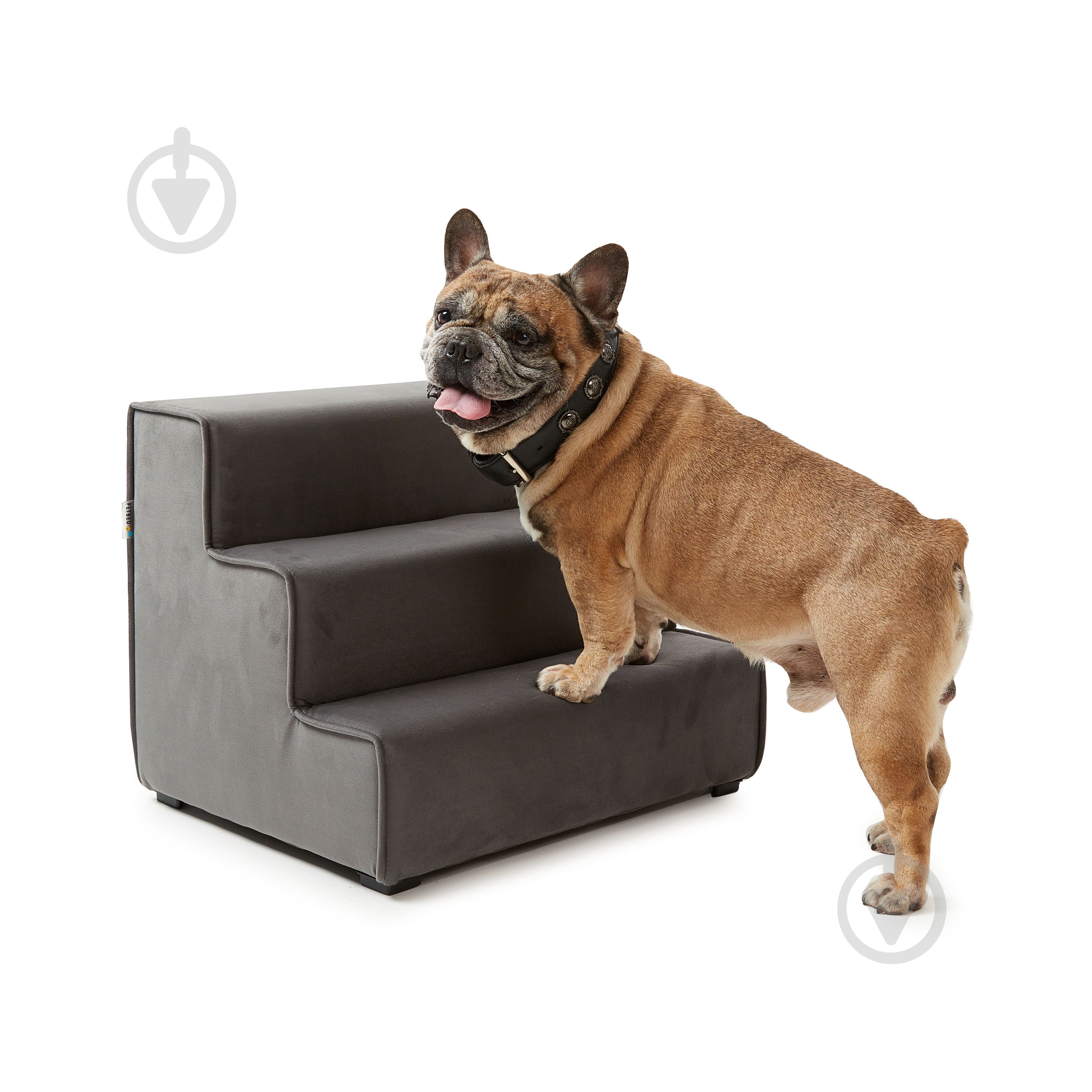 Ступеньки PETBED 55x42 см h-42 см велюр темно-серый - фото 1 Ступеньки PETBED 55x42 см h-42 см велюр темно-серый - фото 1