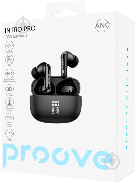 Навушники Proove Intro Pro TWS with ANC (APP) obsidian black (TWIP0001AP15) - фото 2