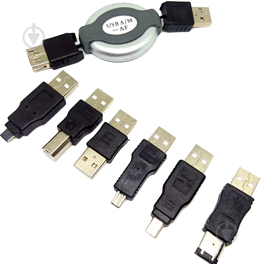 Кабель EMT USB – mini 4P 0.9 м черный (4-0088) 6 переходников USB - фото 2 Кабель EMT USB – mini 4P 0.9 м черный (4-0088) 6 переходников USB - фото 2