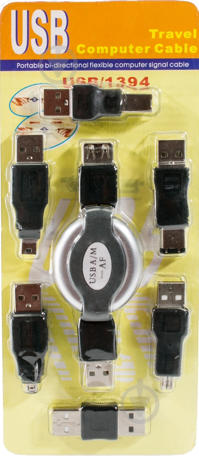 Кабель EMT USB – mini 4P 0.9 м черный (4-0088) 6 переходников USB - фото 1 Кабель EMT USB – mini 4P 0.9 м черный (4-0088) 6 переходников USB - фото 1