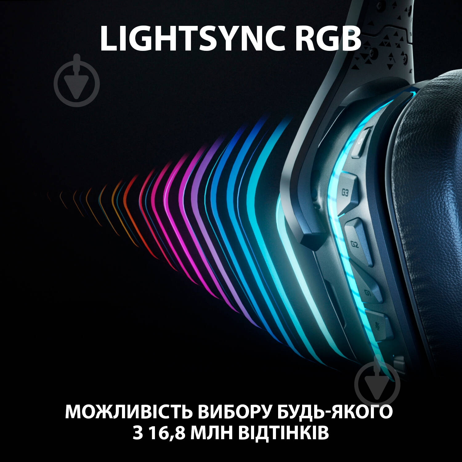 Гарнітура ігрова Logitech G935 Wireless 7.1 Surround Sound LIGHTSYNC Gaming Headset black (981-000744) - фото 8