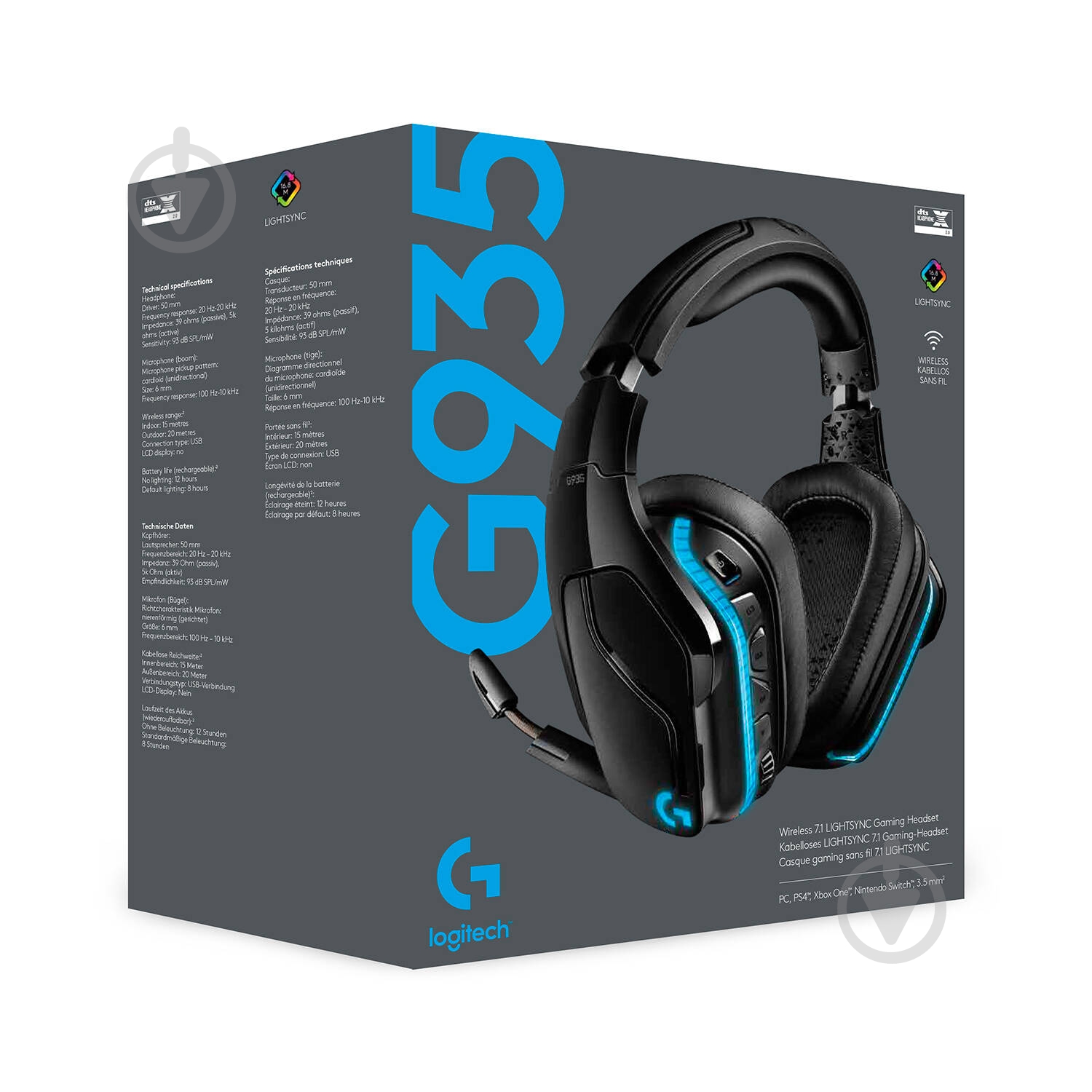 Гарнітура ігрова Logitech G935 Wireless 7.1 Surround Sound LIGHTSYNC Gaming Headset black (981-000744) - фото 11