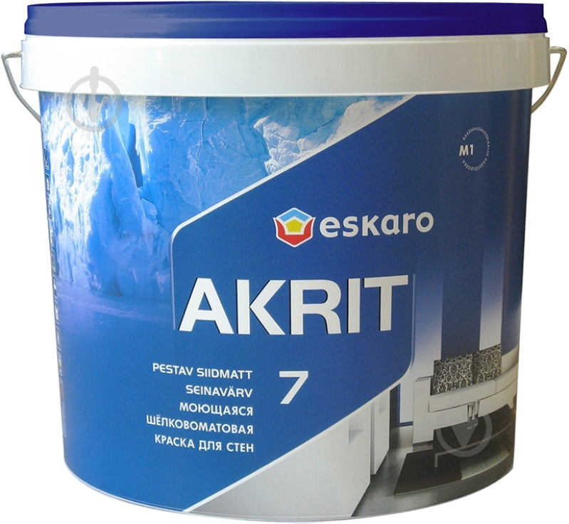 Фарба акрилатна Eskaro Akrit 7 шовковистий мат NCS S 1502-Y 4,75 л - фото 2