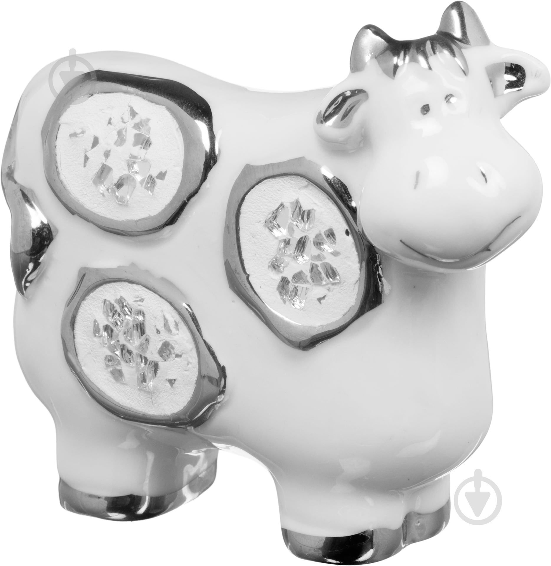 Статуэтка корова HY21052-3 9х10х4 см белый с серебристым - фото 1
