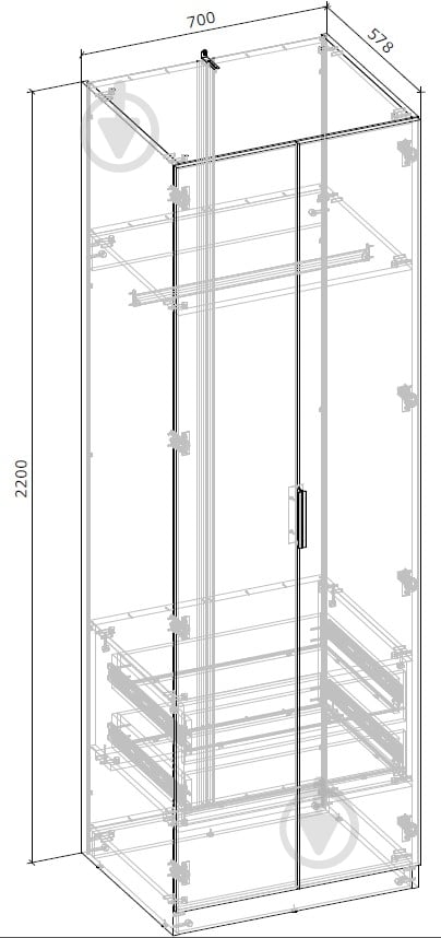 Шафа Грейд Асті Модуль-3 2200х700х578 мм німфея альба / німфея альба - фото 3