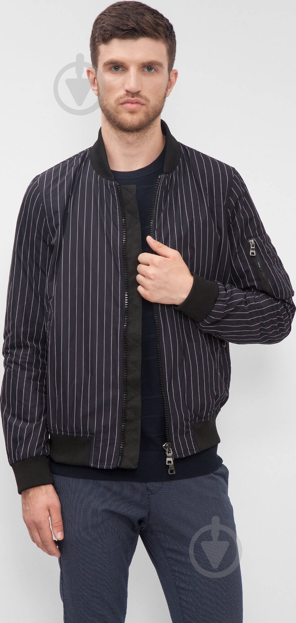 Ветровка мужская демисезонная Tommy Hilfiger PIN STRIPE BOMBER MW0MW02387-403 р.M синяя - фото 1