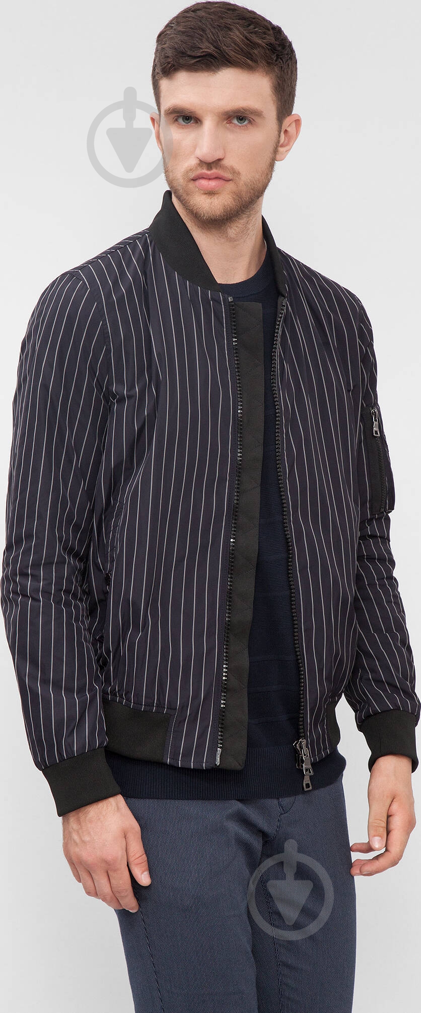 Ветровка мужская демисезонная Tommy Hilfiger PIN STRIPE BOMBER MW0MW02387-403 р.M синяя - фото 2
