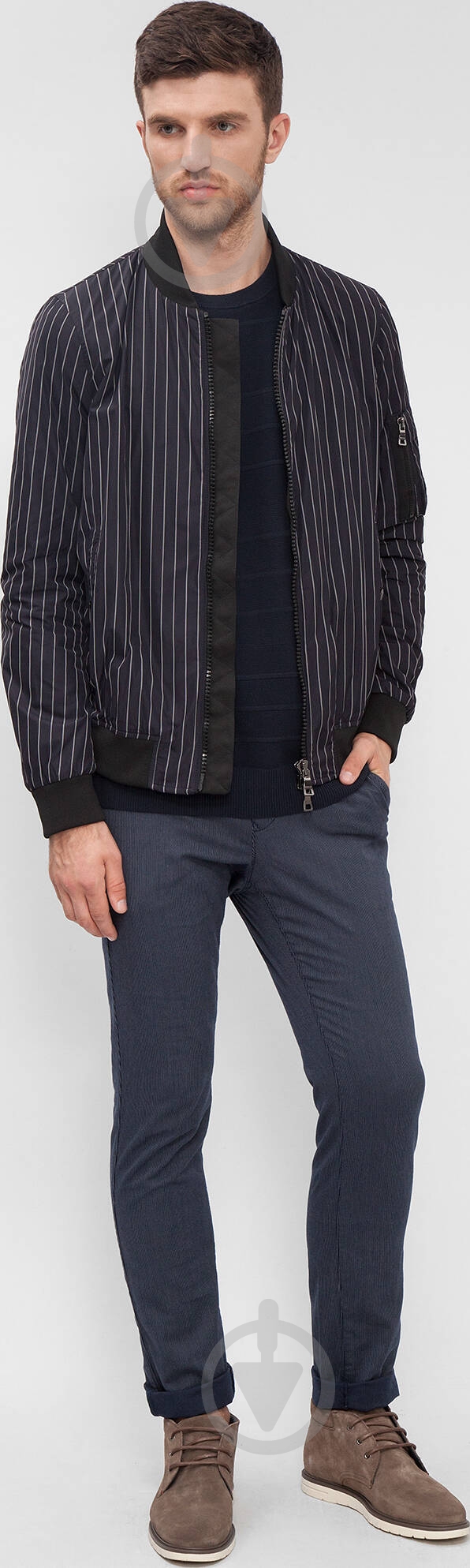 Ветровка мужская демисезонная Tommy Hilfiger PIN STRIPE BOMBER MW0MW02387-403 р.M синяя - фото 4
