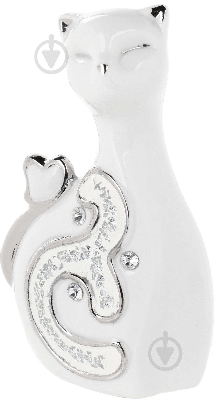 Статуэтка кошка HY21267-2B 17х9х5 см белый с серебристым - фото 1
