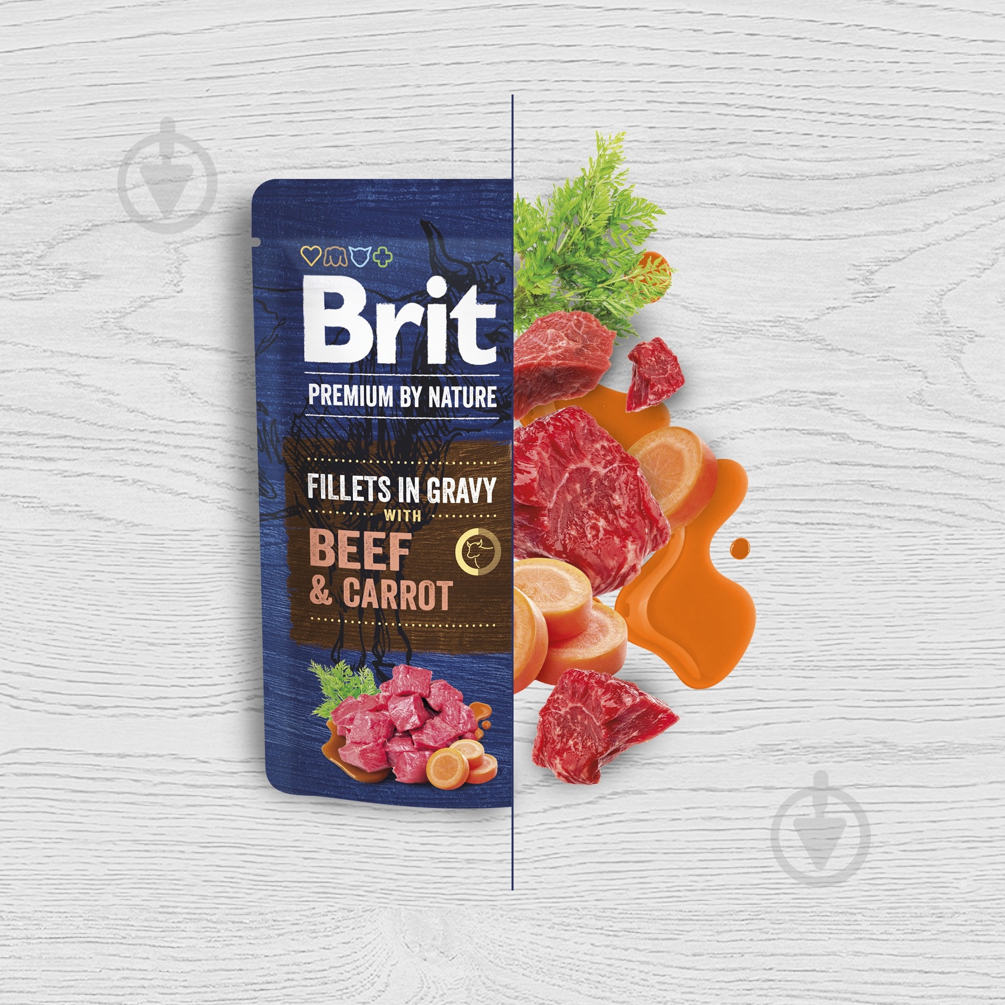 Корм вологий Brit Premium Fillets in Gravy Beef&Carrot філе в соусі яловичина та морква 85 г - фото 2
