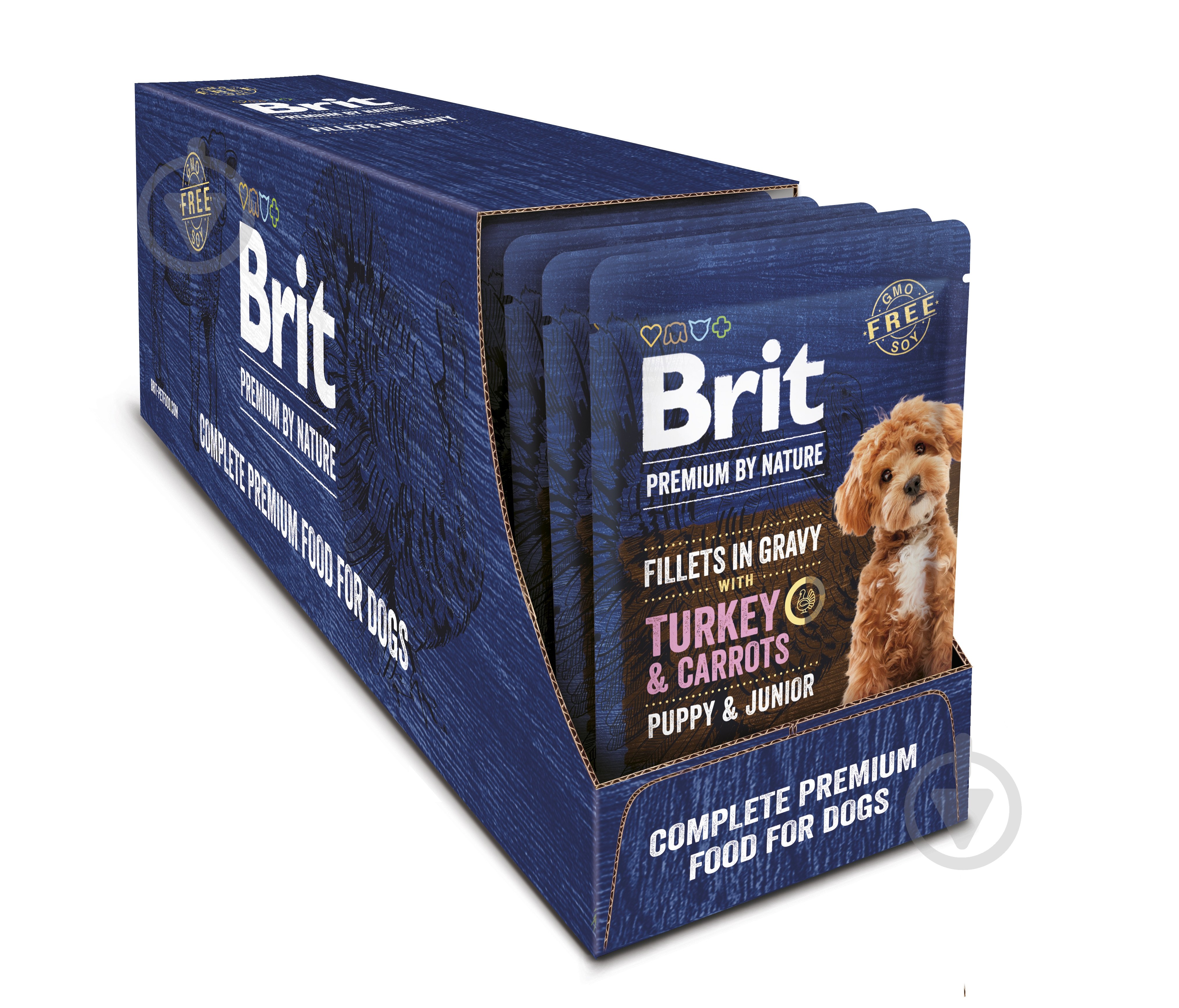 Корм вологий Brit Premium Fillets in Gravy Turkey & Carrots Puppy філе в соусі індичка та морква 85 г - фото 3 Корм вологий Brit Premium Fillets in Gravy Turkey & Carrots Puppy філе в соусі індичка та морква 85 г - фото 3