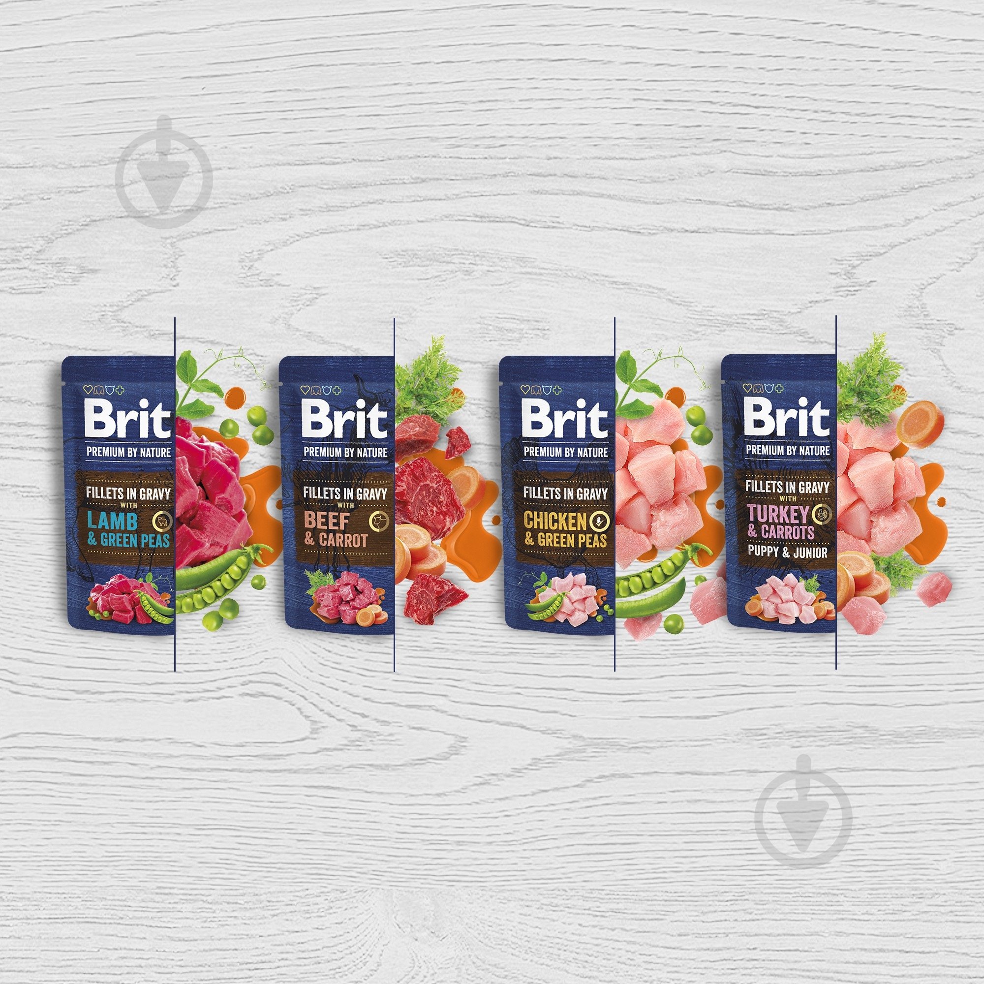 Корм вологий Brit Premium Fillets in Gravy Turkey & Carrots Puppy філе в соусі індичка та морква 85 г - фото 5 Корм вологий Brit Premium Fillets in Gravy Turkey & Carrots Puppy філе в соусі індичка та морква 85 г - фото 5