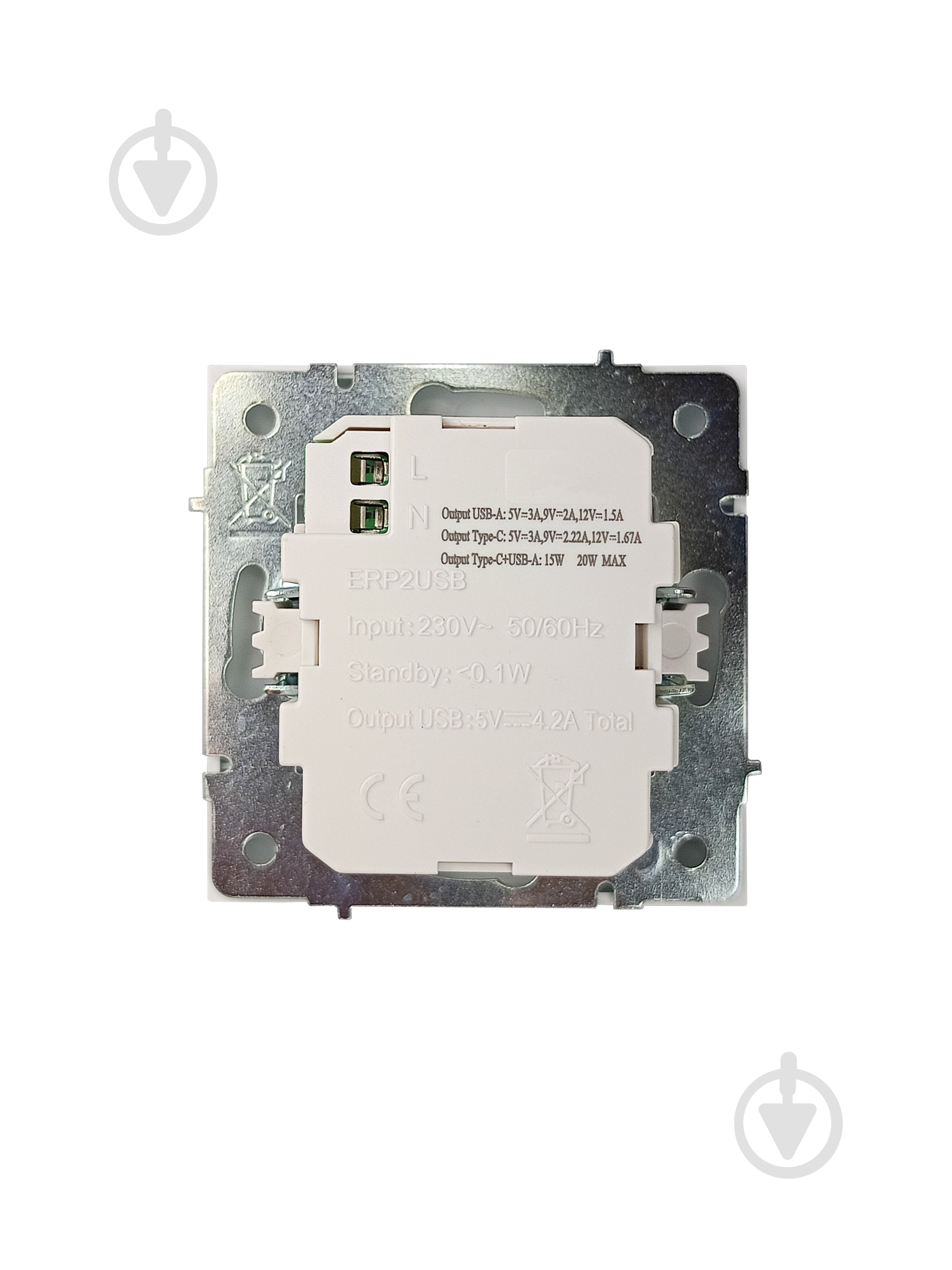 Механизм розетки USB + Type C HausMark Juna IP20 белый - фото 5
