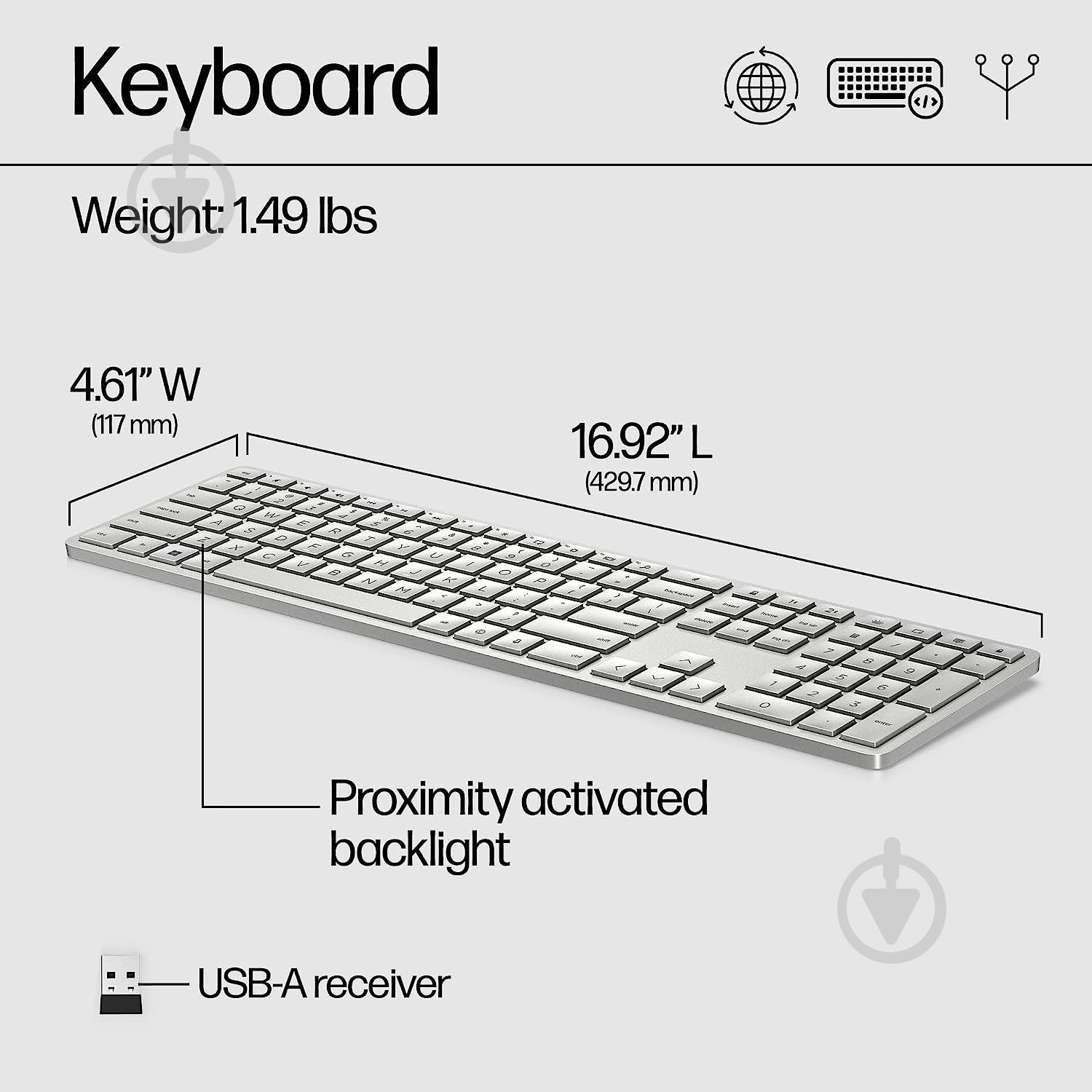 Клавиатура HP 970 Programmable BT/WL UKR (3Z729AA) white - фото 12