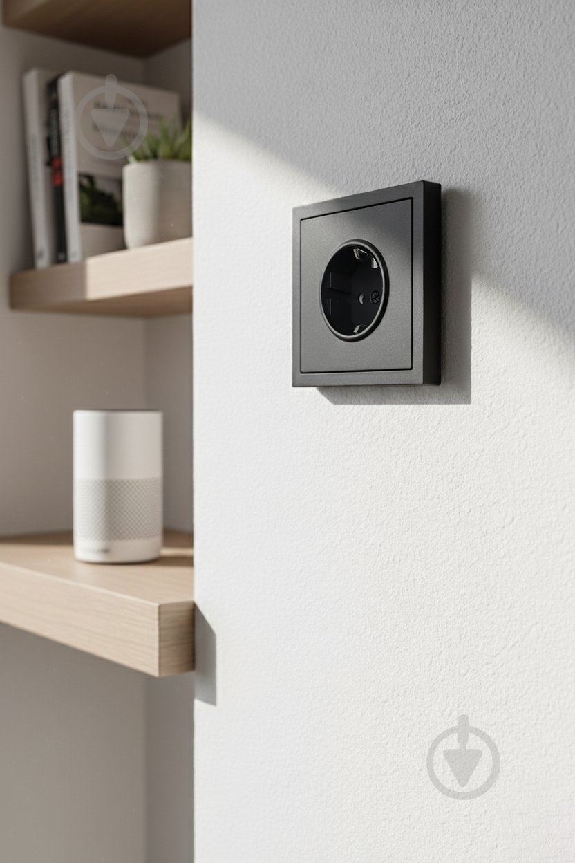 Механизм розетки бытовая с заземлением HausMark Juna IP20 черный - фото 7