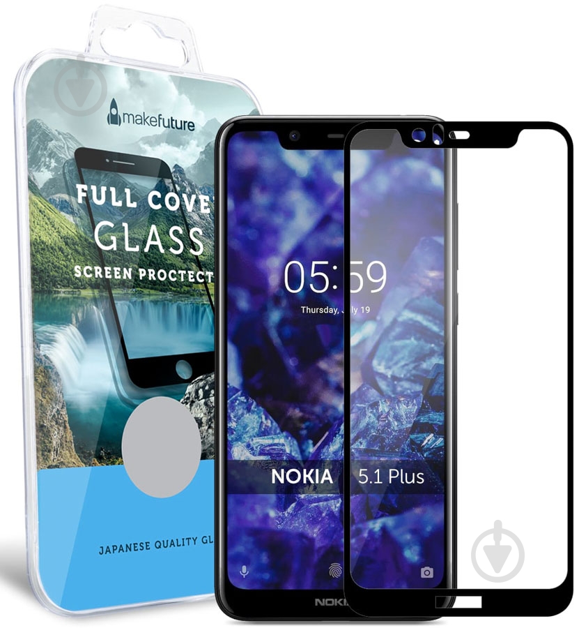 Защитное стекло MakeFuture Full Cover для Nokia 5.1 Plus (MGFC-N51P) - фото 1