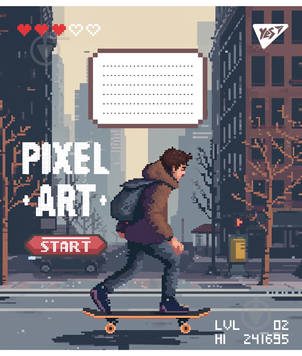 Тетрадь школьная А5/12 коса линия Pixel art YES - фото 2 Тетрадь школьная А5/12 коса линия Pixel art YES - фото 2