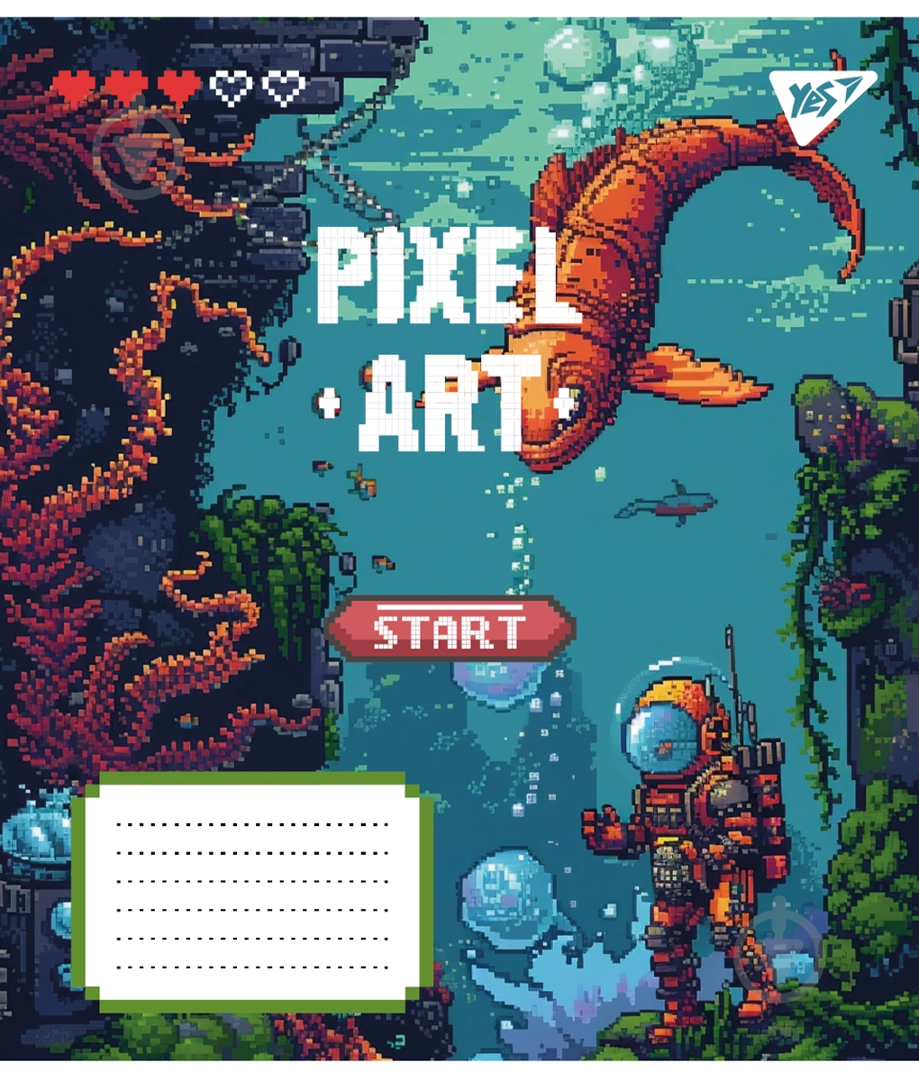 Тетрадь школьная А5/12 коса линия Pixel art YES - фото 3 Тетрадь школьная А5/12 коса линия Pixel art YES - фото 3