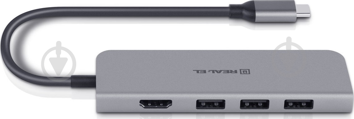 USB-хаб Real-el REAL-EL CQ-700 Space Grey - фото 8