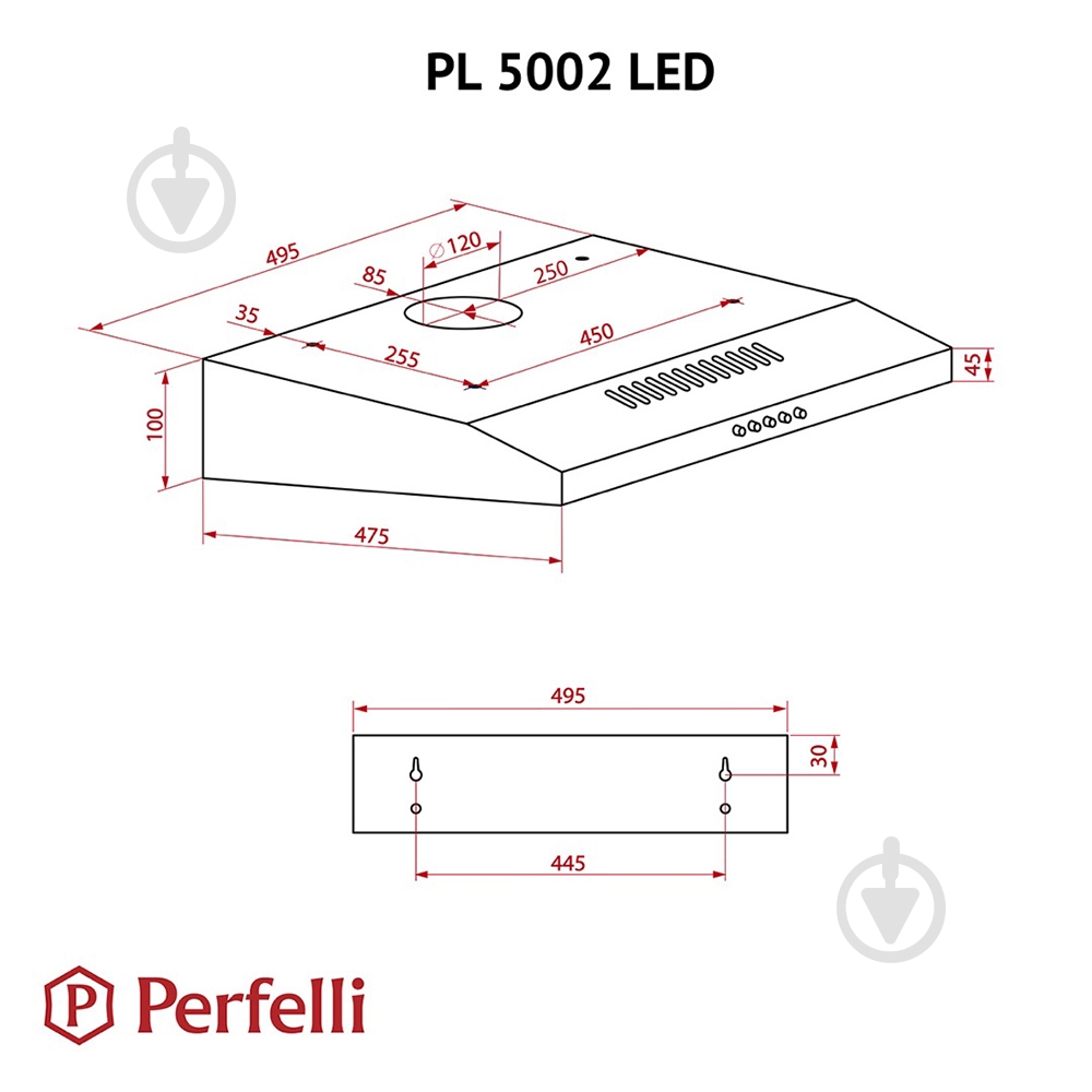 Вытяжка Perfelli PL 5002 BL LED плоская - фото 10