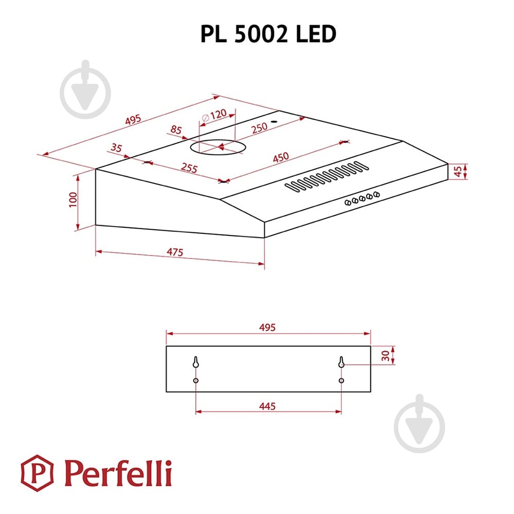 Витяжка Perfelli PL 5002 W LED плоска - фото 10