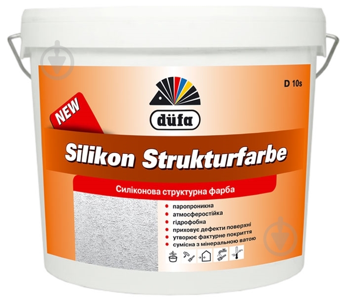 Краска структурная cиликономодифицированная структурная Dufa Silikon Strukturfarbe D 10s белый 7 кг - фото 1 Краска структурная cиликономодифицированная структурная Dufa Silikon Strukturfarbe D 10s белый 7 кг - фото 1