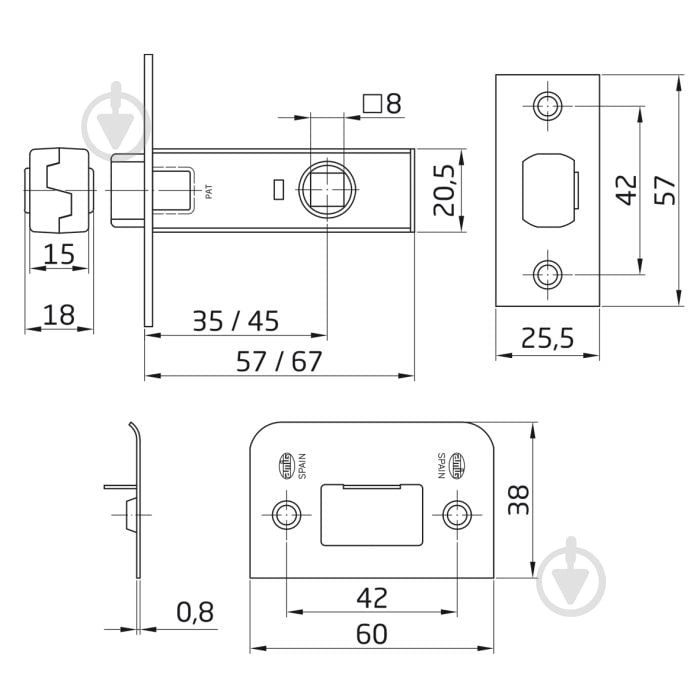 Защіпка дверна Amig мод.6 - 35 мм латунь - фото 2 Защіпка дверна Amig мод.6 - 35 мм латунь - фото 2