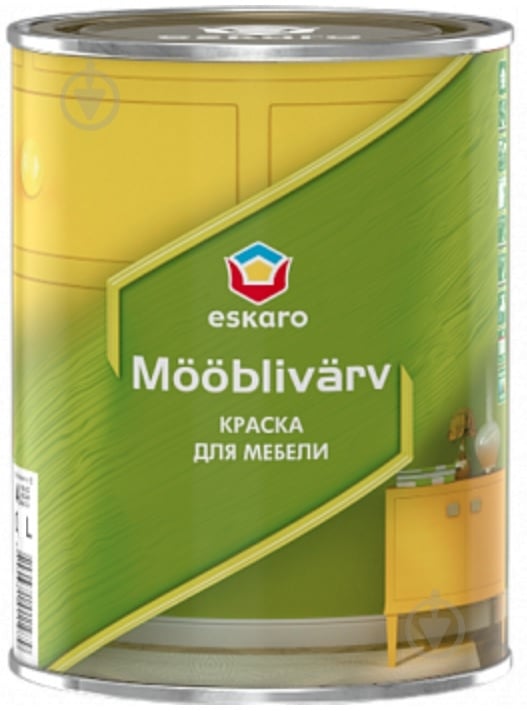 Фарба для меблів акрилова водоемульсійна Eskaro Mooblivarv напівмат білий 0,9 л 1,08 кг - фото 1