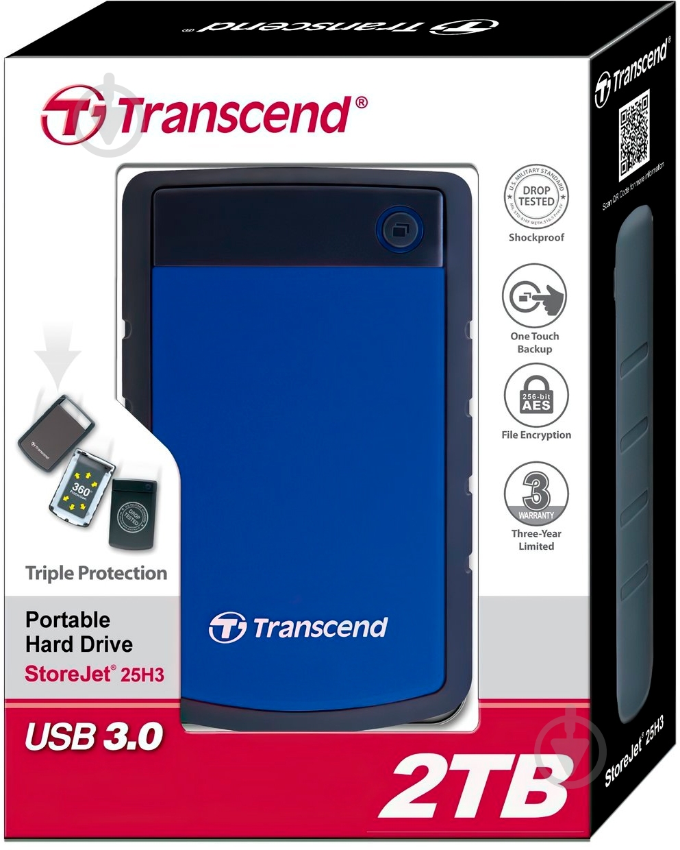 Внешний жесткий диск Transcend StoreJet 25H3P 2TB TS2TSJ25H3B 2.5 USB 3.0 External - фото 4